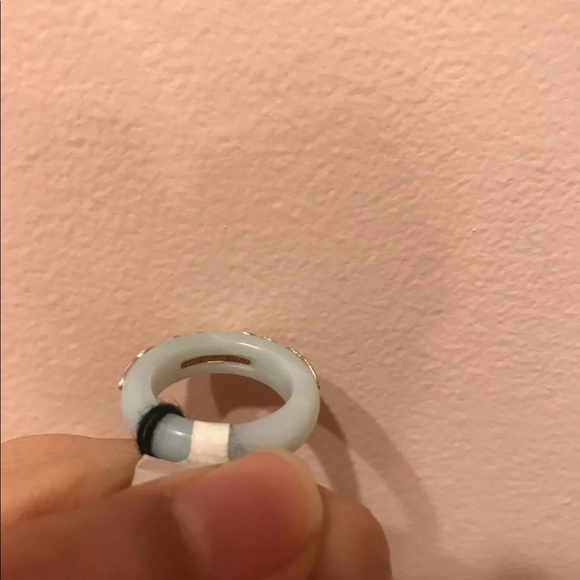 14k gold jade ring with gold hearts overlay new - Picture 3 of 4